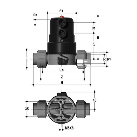 CMUIV/CP NC - pneumatically actuated compact diaphragm valve DN 12:15