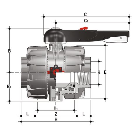 VKDFV - Robinet cu sfera cu 2 cai DUAL BLOCK® DN 65:100