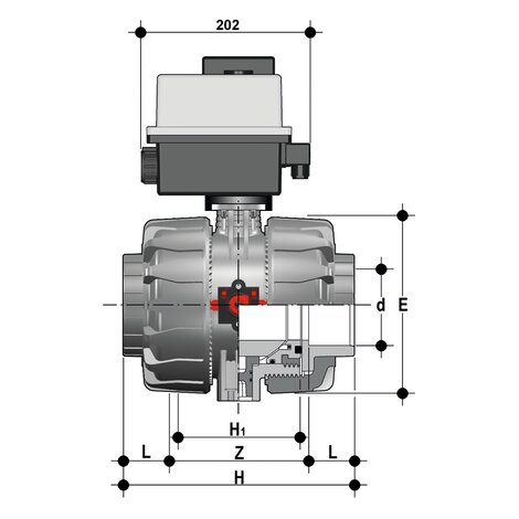 VKDIV/CE 90-240 V AC - Electrically actuated ball valve DN 65:100