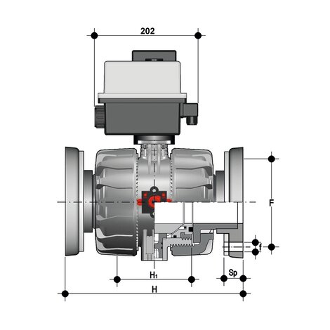 VKDOM - VKDOAM /CE 24 V AC/DC - Robinet cu sfera cu 2 cai DUAL BLOCK® actionat electric DN 65:100