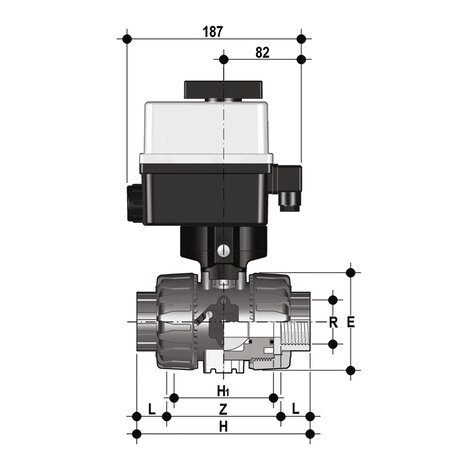 VKRGV/CE 90-240 V AC 4-20 mA - Robinet cu bilă de reglare DUAL BLOCK® acționat electric DN 10:50
