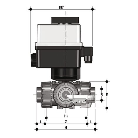 TKDFM/CE 24 V AC/DC - Electrically actuated DUAL BLOCK® 3-way ball valve DN 10:50