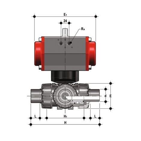 TKDDC/CP SA - Pneumatically actuated ball valve DN 10:50