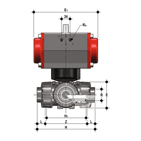 LKDNV/CP SA - Pneumatically actuatedball valve DN 10:50
