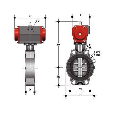 FEOV/CP NO - Pneumatically actuated butterfly valve DN 80:150