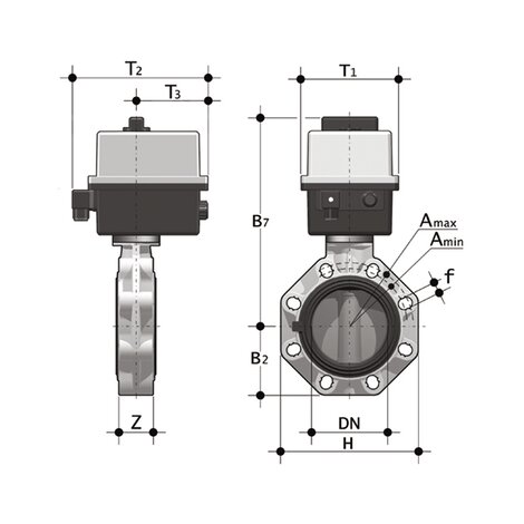 FKOC/CE 24V AC/DC - Electrically actuated butterfly valve DN 40:100