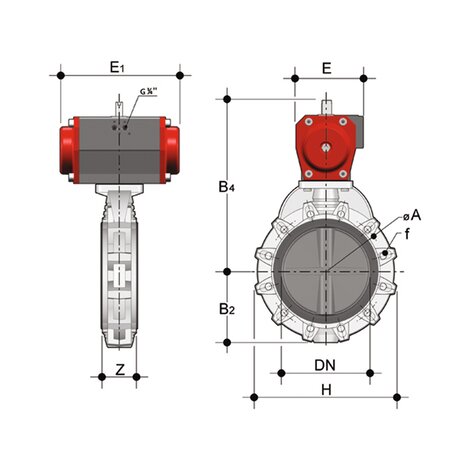 FKOV/CP NC LUG ANSI - Pneumatically actuated butterfly valve DN 250:300
