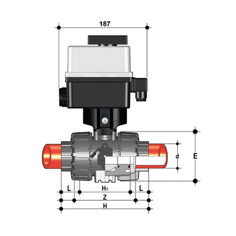 VKDIF/CE 24 V AC/DC - Robinet cu sfera cu 2 cai DUAL BLOCK® actionat electric DN 10:50