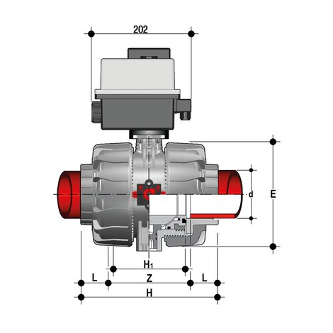 VKDIF/CE 90-240 V AC - Robinet cu sfera cu 2 cai DUAL BLOCK® actionat electric DN 65:100