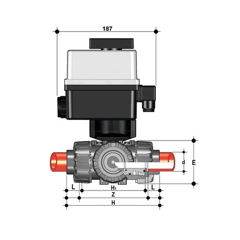 TKDIM/CE 90-240 V AC - Electrically actuated ball valve DN 10:50