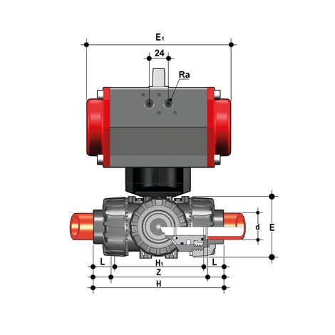 TKDIM/CP SA - Pneumatically actuated ball valve DN 10:50