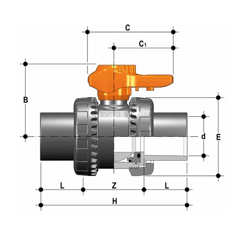VXEJV - Easyfit 2-way ball valve DN 10:50