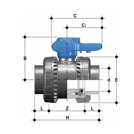 VEEAV - Robinet cu bilă cu 2 căi Easyfit DN 10:50