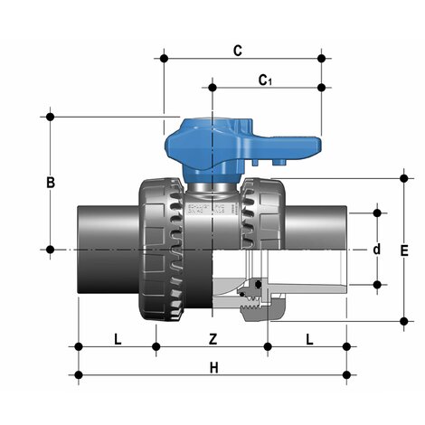 VEEJV - Robinet cu bilă cu 2 căi Easyfit DN 10:50