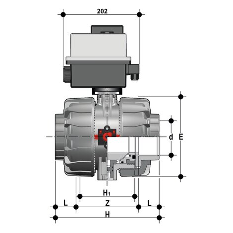 VKDJV/CE 90-240 V AC - Electrically actuated ball valve DN 65:100