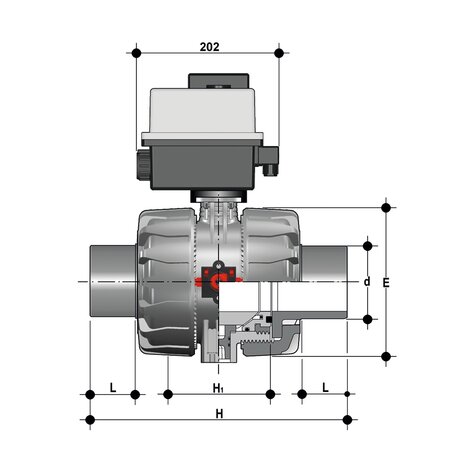 VKDDF/CE 90-240 V AC - Electrically actuated ball valve DN 65:100