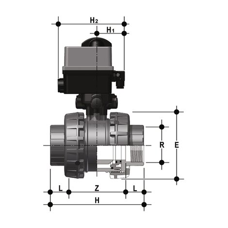 VXEFV/CE 24 V AC/DC - electrically actuated  EASYFIT 2-way ball valve