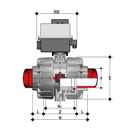 VKDIF/CE 90-240 V AC - Electrically actuated ball valve DN 65:100