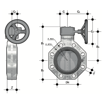 1V800 - Butterfly valve DN 250:300