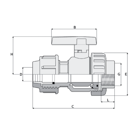 LKDAV - Robinet cu bilă cu 3 căi DUAL BLOCK® DN 10:50 LKDAV - Robinet cu bilă cu 3 căi DUAL BLOCK® DN 10:50