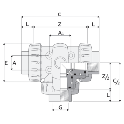 LKDAV - DUAL BLOCK® 3-Utas gömbcsap