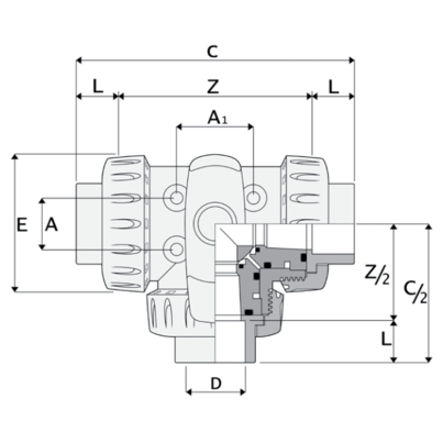 LKDAV - DUAL BLOCK® 3-Utas gömbcsap