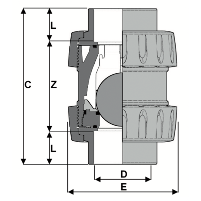 1V210 - True union foot spheric ball valve DN 10:100