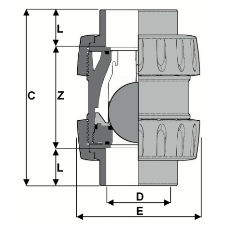 1V210 - True union foot spheric ball valve DN 10:100