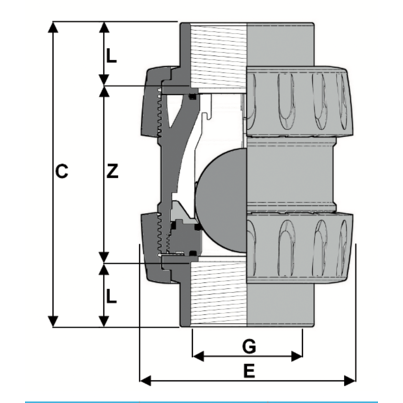 1V211 - True union foot spheric ball valve DN 10:100
