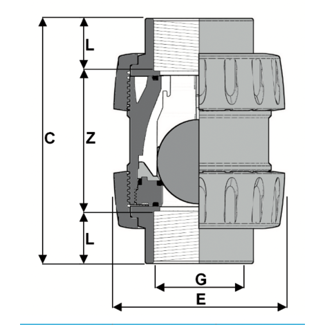 1V211 - True union foot spheric ball valve DN 10:100