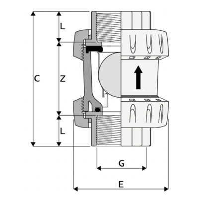 1V221 - True union foot spheric ball valve DN 10:100