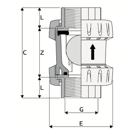 1V211 - True union foot spheric ball valve DN 10:100