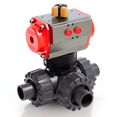 LKDDV/CP DA - Pneumatically actuated DUAL BLOCK® 3-way ball valve DN 10:50