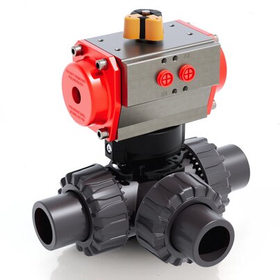 LKDJV/CP DA - Pneumatically actuated DUAL BLOCK® 3-way ball valve DN 10:50
