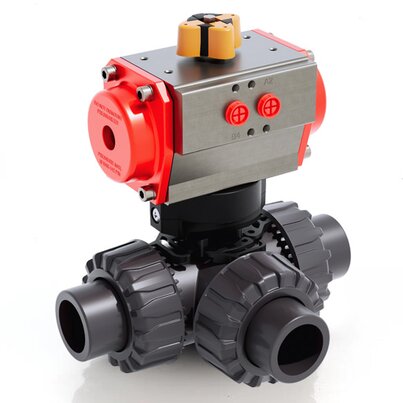 TKDAV/CP DA - Pneumatically actuated DUAL BLOCK® 3-way ball valve DN 10:50