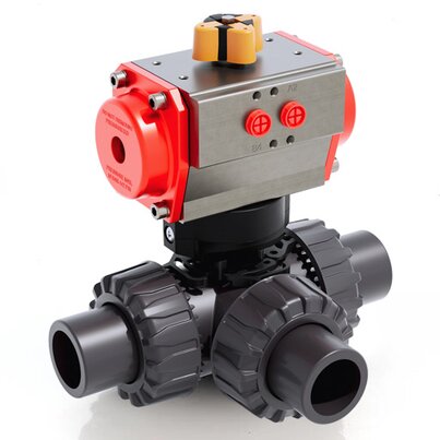 TKDJV/CP SA - Robinet cu sfera cu 3 cai DUAL BLOCK® actionat pneumatic DN 10:50