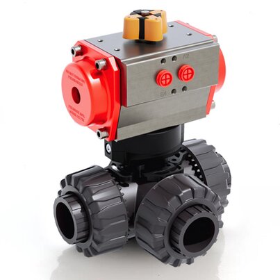 TKDIV/CP SA - Robinet cu sfera cu 3 cai DUAL BLOCK® actionat pneumatic DN 10:50
