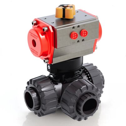 TKDLV/CP SA - Robinet cu sfera cu 3 cai DUAL BLOCK® actionat pneumatic DN 10:50