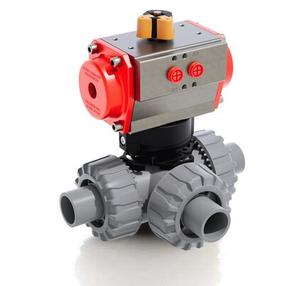 LKDDC/CP DA - Pneumatically actuated DUAL BLOCK® 3-way ball valve DN 10:50