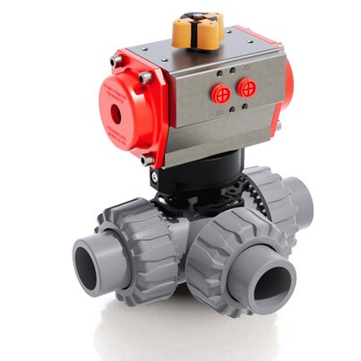 TKDAC/CP DA - Pneumatically actuated DUAL BLOCK® 3-way ball valve DN 10:50