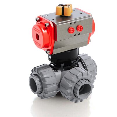TKDIC/CP DA - Pneumatically actuated DUAL BLOCK® 3-way ball valve DN 10:50