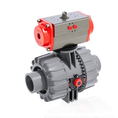 VKDDC/CP NC - Pneumatically actuated DUAL BLOCK® 2-way ball valve DN 65:100
