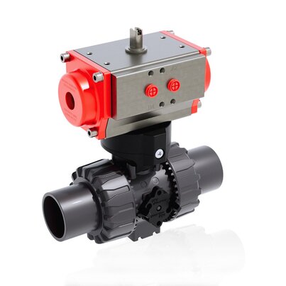 VKDJV/CP NC - Pneumatically actuated DUAL BLOCK® 2-way ball valve DN 10:50