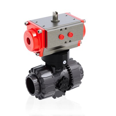 VKDLV/CP DA - Pneumatically actuated DUAL BLOCK® 2-way ball valve DN 10:50