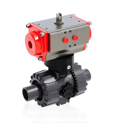 VKDDV/CP NC - Pneumatically actuated DUAL BLOCK® 2-way ball valve DN 10:50