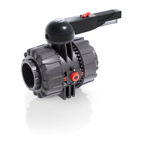 Render della valvola a sfera a 2 vie DUAL BLOCK® VKDFV - DN 65:100 in PVC-U