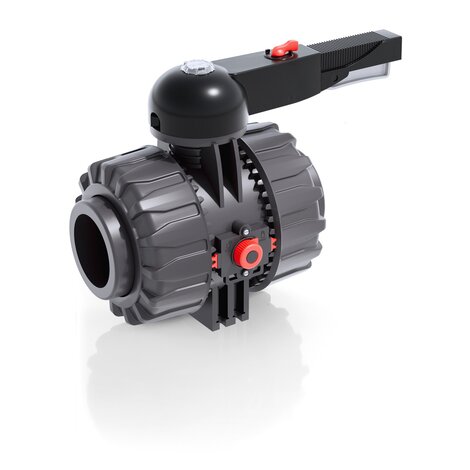 Render della valvola a sfera a 2 vie DUAL BLOCK® VKDAV - DN 65:100 in PVC-U
