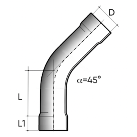 Thermoformed bend R=1.5D 45° F/F PN10 Thermoformed bend R=1.5D 45° F/F PN10