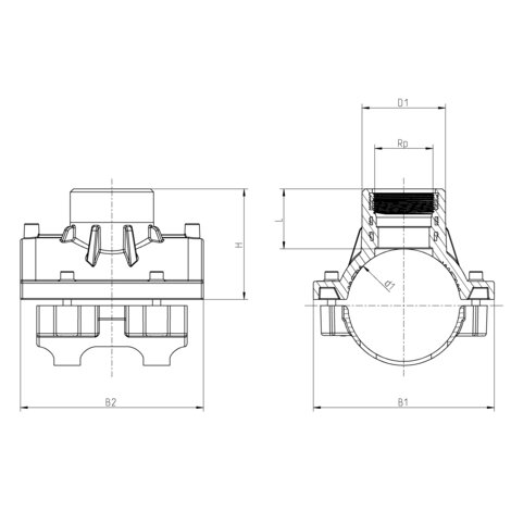 Saddle with female thread for transition HD-PE/metal