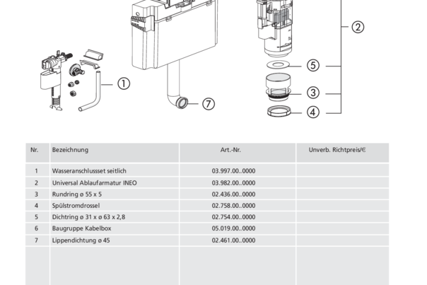 List of spare parts